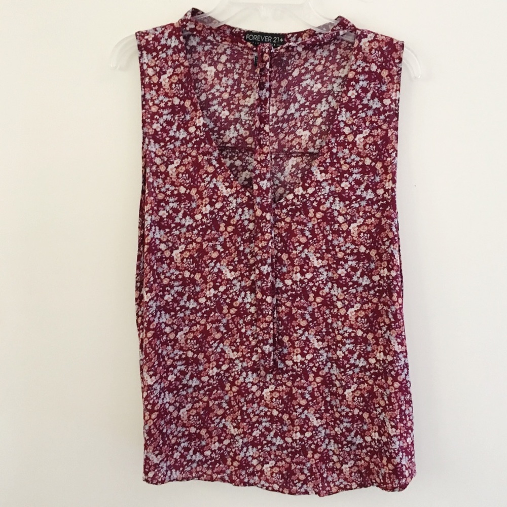 F21 | Floral Print Choker Tie Neck Blouse